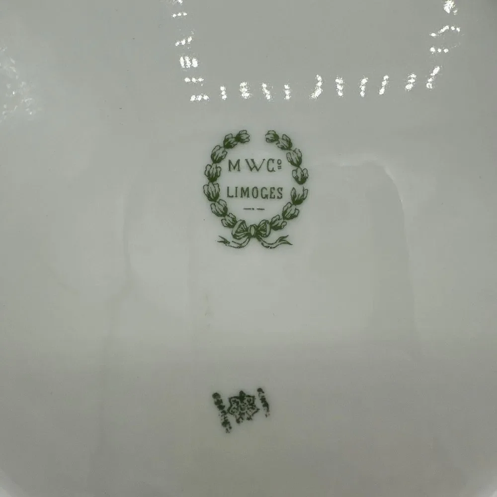 Antique Limoges Plate 9.25” Gold Trim France 12-sided Embossed Scroll - Picture 12 of 14
